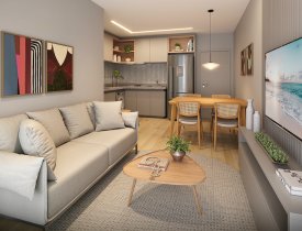 APARTAMENTO DE 01 QUARTO + HOME OFFICE COM LAZER COMPLETO EM JARDIM CAMBURI
